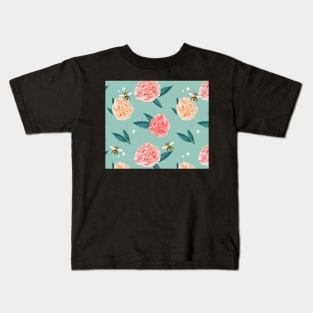 Summer Blooms Bees and Carnations Kids T-Shirt